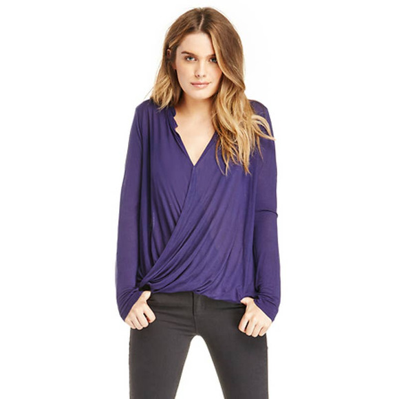 LAmade Tops - LAmade Cross Over Draped Cashmere Blend Top